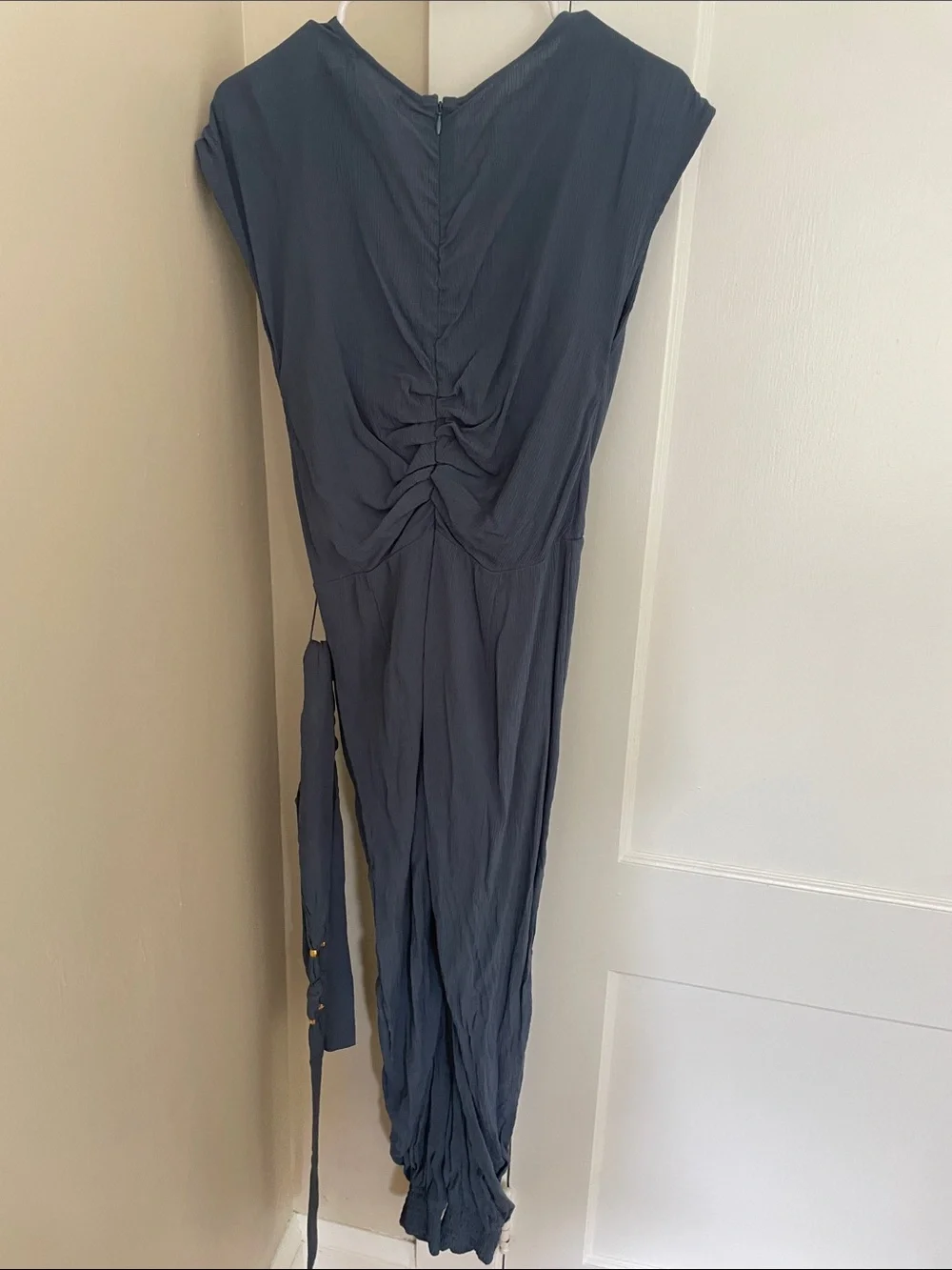 Blue V-Neck Sleeveless Pleated Jumpsuit NWT